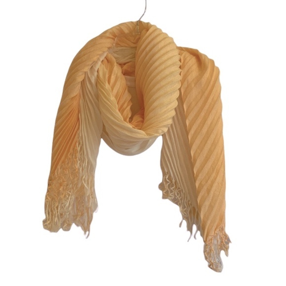 Peach ivory scarf beautiful ruche pretty fringe textured design!